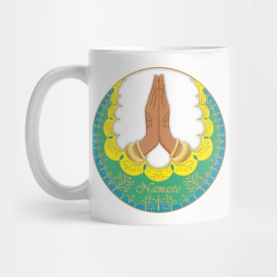 Namaste Hands with a Colorful Mandala Mug